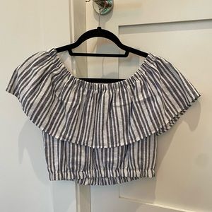 White and blue off the shoulder top size small